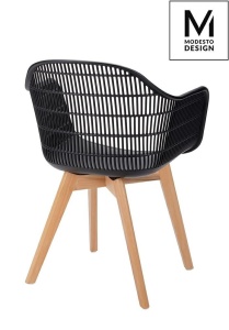 SCAUN NEGRU CU PICIOARE DIN LEMN BASKET ARM WOOD DIN POLIPROPILENA STIL MODERN - Img 2