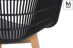 SCAUN NEGRU CU PICIOARE DIN LEMN BASKET ARM WOOD DIN POLIPROPILENA STIL MODERN - Img 6