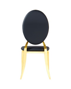 SCAUN PENTRU SALI DE EVENIMENTE GLAMOUR FULL TAP AURIU SI NEGRU, CONFECTIONAT DIN OTEL SI PIELE ECO MAT - Img 4