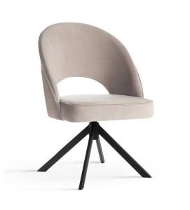 SCAUN PIVOTANT PONTE TWIST, BEJ/NEGRU, TAPITERIE DIN CATIFEA SI PICIOARE DIN METAL,STIL MODERN