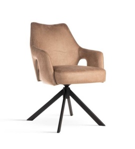 SCAUN PIVOTANT VESPER, CAPPUCCINO/NEGRU, TAPITERIE DIN CATIFEA SI PICIOARE DIN METAL, STIL MODERN