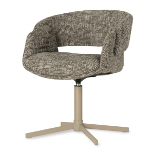 SCAUN ROTATIV FROYD, BEJ/NEGRU, CONFECTIONAT DIN TAPITERIE DIN TEXTIL, SPUMA SI PICIOARE DIN METAL, STIL MODERN