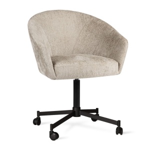 SCAUN ROTATIV LOTOS WHEELS, BEJ/NEGRU, CONFECTIONAT DIN TAPITERIE DIN TEXTIL, SPUMA SI PICIOARE DIN METAL, STIL MODERN