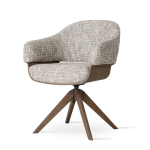 SCAUN ROTATIV, VENUS WOOD, BEJ-GRI/NATUR, TAPITERIE DIN TEXTIL SI PICIOARE DIN LEMN, STIL MODERN