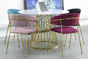 SCAUN ROZ DIN VELUR MARGO STIL MODERN - Img 3
