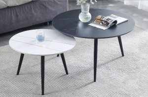 SET 2 MASUTE DE CAFEA KORA A, EFECT DE MARMURA NEGRU-ALB/NEGRU MAT, DIN CERAMICA SI METAL, STIL MODERN, SIGNAL - Img 1