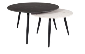 SET 2 MASUTE DE CAFEA KORA A, EFECT DE MARMURA NEGRU-ALB/NEGRU MAT, DIN CERAMICA SI METAL, STIL MODERN, SIGNAL - Img 3