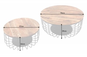 SET 2 MASUTE DE CAFEA, STORAGE, DIN LEMN MASIV SI METAL, DESIGN INDUSTRIAL - Img 6