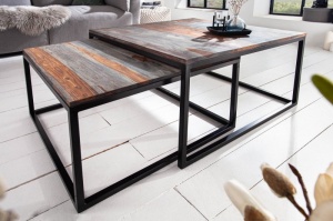 SET 2 MASUTE, ELEMENTS LEMN MASIV SHEESHAM, COD 40281 DESIGN RETRO - Img 1