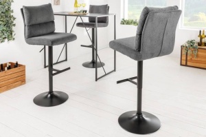 SET 2 SCAUNE BAR, COMFORT GRI, METAL SI TEXTIL FOARTE FIN CATIFEA