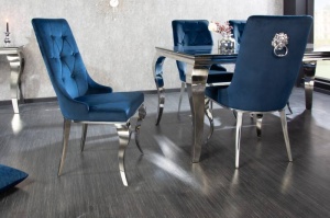 SET 2 SCAUNE, CLASIC, BAROC, DIN METAL SI CATIFEA ALBASTRA, COD 41505 - Img 2