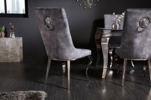 SET 2 SCAUNE, CLASIC, BAROC, DIN METAL SI CATIFEA GRI, COD 41507 - Img 3