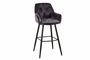 SET 2 SCAUNE DE BAR, MILANO, DIN CATIFEA GRI SI METAL, COD 41957, DESIGN MODERN - Img 5