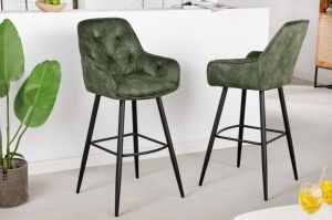 SET 2 SCAUNE DE BAR, MILANO, DIN CATIFEA VERDE SI METAL, COD 41960, DESIGN MODERN