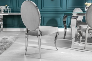 SET 2 SCAUNE, EXCLUSIV BAROCK, COD 38342, ARGINTIU/GRI, DIN METAL SI CATIFEA - Img 3