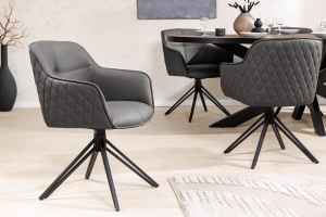 SET 2 SCAUNE OFFICE, ROTATIVE 180 GRADE, EUPHORIA, DIN PIELE GRI SI METAL, ARTIM GROUP SELECTION - Img 7