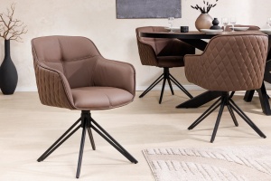 SET 2 SCAUNE ROTATIVE 180 GRADE, EUPHORIA, DIN PIELE MARO SI METAL, ARTIM GROUP SELECTION