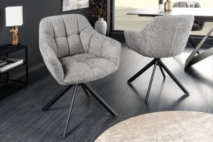 SET 2 SCAUNE ROTATIVE, PAPILLON, 180 GRADE, DIN MATERIAL BOUCLE SI SUPORT METAL, GRI, ARTIM GROUP SELECTION