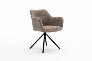 SET 2 SCAUNE ROTATIVE, VERONA, BEJ, METAL SI STOFA, COD 44158, DESIGN MODERN - Img 2