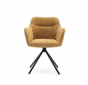 SET 2 SCAUNE ROTATIVE, VERONA, GALBEN MUSTAR, METAL SI STOFA, COD 44159, DESIGN MODERN - Img 3