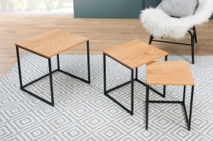 SET 3 MASUTE DE CAFEA TRIO SLIM CULOARE NATURALA STIL MODERN B2 - Img 3