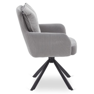 SET 4 SCAUNE, ARTIM MEBLE, REALIZAT DIN MATERIAL CATIFEA RAIAT GRI SI METAL, STIL MODERN - Img 7