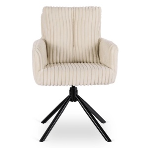 SET 4 SCAUNE ROTATIVE, ARTIM MEBLE, REALIZAT DIN CATIFEA RAIAT CREM SI METAL, STIL MODERN - Img 5