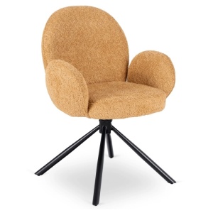 SET 4 SCAUNE ROTATIVE, ARTIM MEBLE, REALIZAT DIN MATERIAL BOUCLE GALBEN MUSTAR SI METAL, STIL MODERN - Img 4