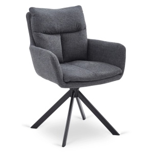 SET 4 SCAUNE ROTATIVE, ARTIM MEBLE, REALIZAT DIN MATERIAL TEXTIL GRI INCHIS SI METAL, STIL MODERN - Img 5