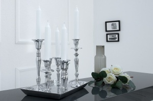SET 4 SFESNICE, 7 FLAMES, COD 38067, ARGINTIU, STIL CLASIC - Img 2