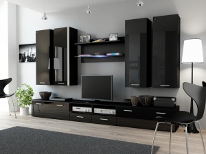 SET LIVING CU LED DREAM 3 NEGRU MAT/NEGRU LUCIOS DESIGN MODERN CM