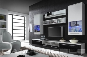 SET LIVING CU LED LUNA ALB/NEGRU LUCIOS DESIGN MODERN CM