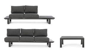 SET LOUNGE DE GRADINA/TERASA KONNOR, GRI ANTRACIT, CONFECTIONAT DIN ALUMINIU SI TEXTIL, STIL MODERN - Img 2