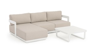 SET LOUNGE DE GRADINA/TERASA MARIEL, BEJ, CONFECTIONAT DIN TEXTIL SI ALUMINIU, STIL MODERN