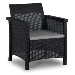 SET MOBILIER DE GRADINA/TERASA, BRENTA, ARTIM MEBLE, DIN TEHNORATAN, CULOARE NEAGRA/GRI - Img 5