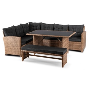 SET MOBILIER DE GRADINA/TERASA, LIMPIO, ARTIM MEBLE, DIN TEHNORATAN, TEXTIL SI STICLA, CULOARE MARO/NEGRU - Img 10