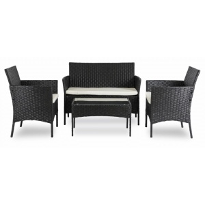 SET MOBILIER DE GRADINA/TERASA, MISSISSIPI, DIN METAL, TECHNORATAN, TEXTIL SI STICLA, CULOARE NEGRU/BEJ, ARTIM MEBLE - Img 3