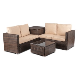 SET MOBILIER DE GRADINA/TERASA, NEGRO, ARTIM MEBLE, DIN TEHNORATAN, TEXTIL SI STICLA, CULOARE MARO/BEJ - Img 11