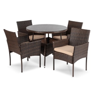 SET MOBILIER GRADINA, ARTIM MEBLE, MASA SI 4 SCAUNE, REALIZATA DIN POLIRATAN, CULOARE MARO/BEJ, STIL MODERN - Img 11