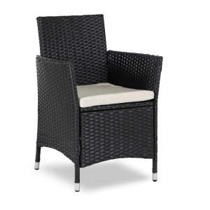 SET MOBILIER GRADINA, ARTIM MEBLE, MASA SI 8 SCAUNE, REALIZAT DIN POLIRATAN, CULOARE NEGRU/BEJ, STIL MODERN - Img 6