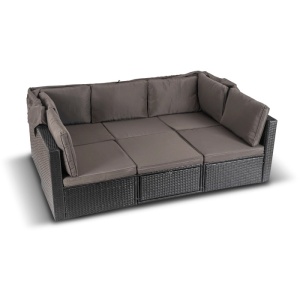 SET MOBILIER TERASA/GRADINA, CALIENTE, ARTIM MEBLE, DIN TEHNORATAN SI TEXTIL, CULOARE NEGRU/MARO - Img 4