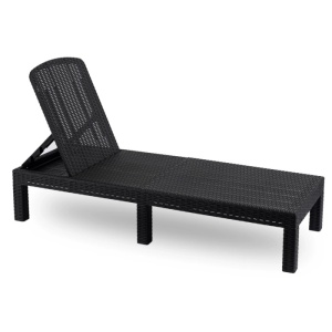 SEZLONG PLAJA PLIABIL, ARTIM MEBLE, REALIZAT DIN TEHNORATAN, CULOARE NEAGRA, STIL MODERN - Img 4