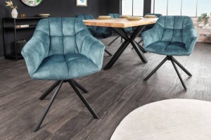 STOC 1 SCAUN DINING ROTATIV, PAPILON, CATIFEA ALBASTRU INCHIS, COD 43198, STIL RETRO - Img 5