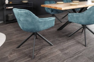 STOC 1 SCAUN DINING ROTATIV, PAPILON, CATIFEA ALBASTRU INCHIS, COD 43198, STIL RETRO - Img 7