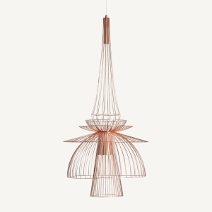 STOC LIMITAT! LUSTRA MODERNA 145CM, DIN METAL, CULOARE CUPRU, DESIGN ART DECO, VICAL HOME