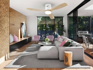 STOC! VENTILATOR SIROCO, 329576D, DIN METAL, LEMN SI STICLA OPAL, STIL MODERN, SCHULLER