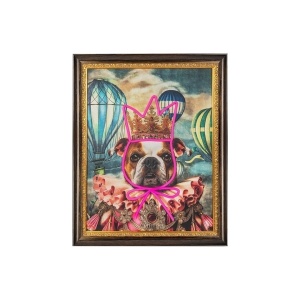 TABLOU BULDOG NEON BALOON, ILUMINAT CU LED, 80X100 cm