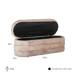 TABURET CU SPATIU DE DEPOZITARE CAMILLE SHEEP NATURE 01, S4616, CONFECTIONAT DIN 100% POLIESTER, LEMN, PLACAJ SI SPUMA - Img 3