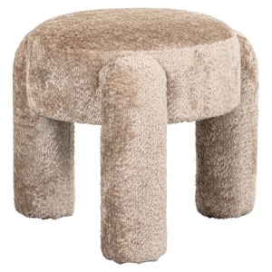 TABURET HOLLY SHEEP NATURE 01, S4743, CONFECTIONAT DIN 100% POLIESTER, LEMN, PLACAJ SI LEMN DE PIN, STIL MODERN