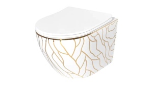 VAS DE TOALETA, REA CARLOS FLAT WAVE, ALB/AURIU, DESIGN MODERN, CALITATE SUPERIOARA, REA